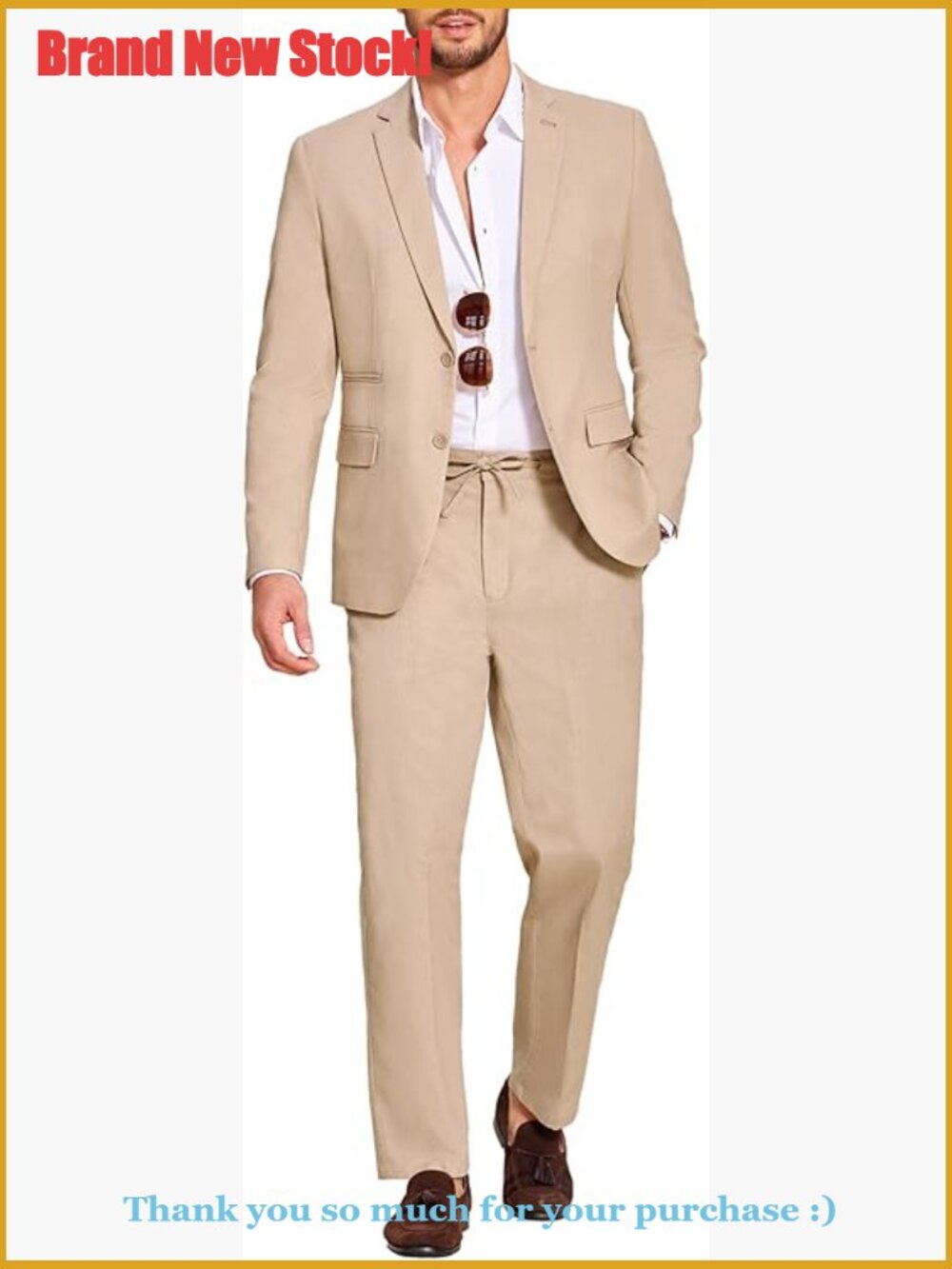 Men's 2 Piece Linen Suit Set Regular Fit Lightweight Blazer and Pants